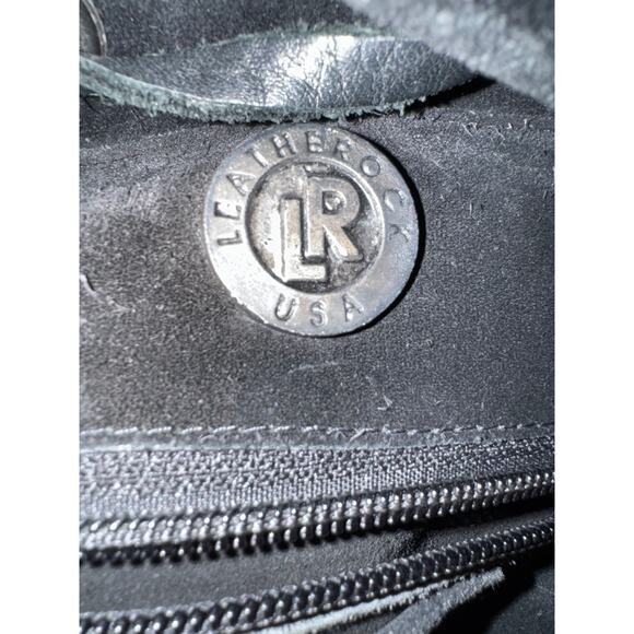 LEATHEROCK USA Black Suede Leather Hobo Silver Studs Indie Boho Bag - Picture 5 of 9
